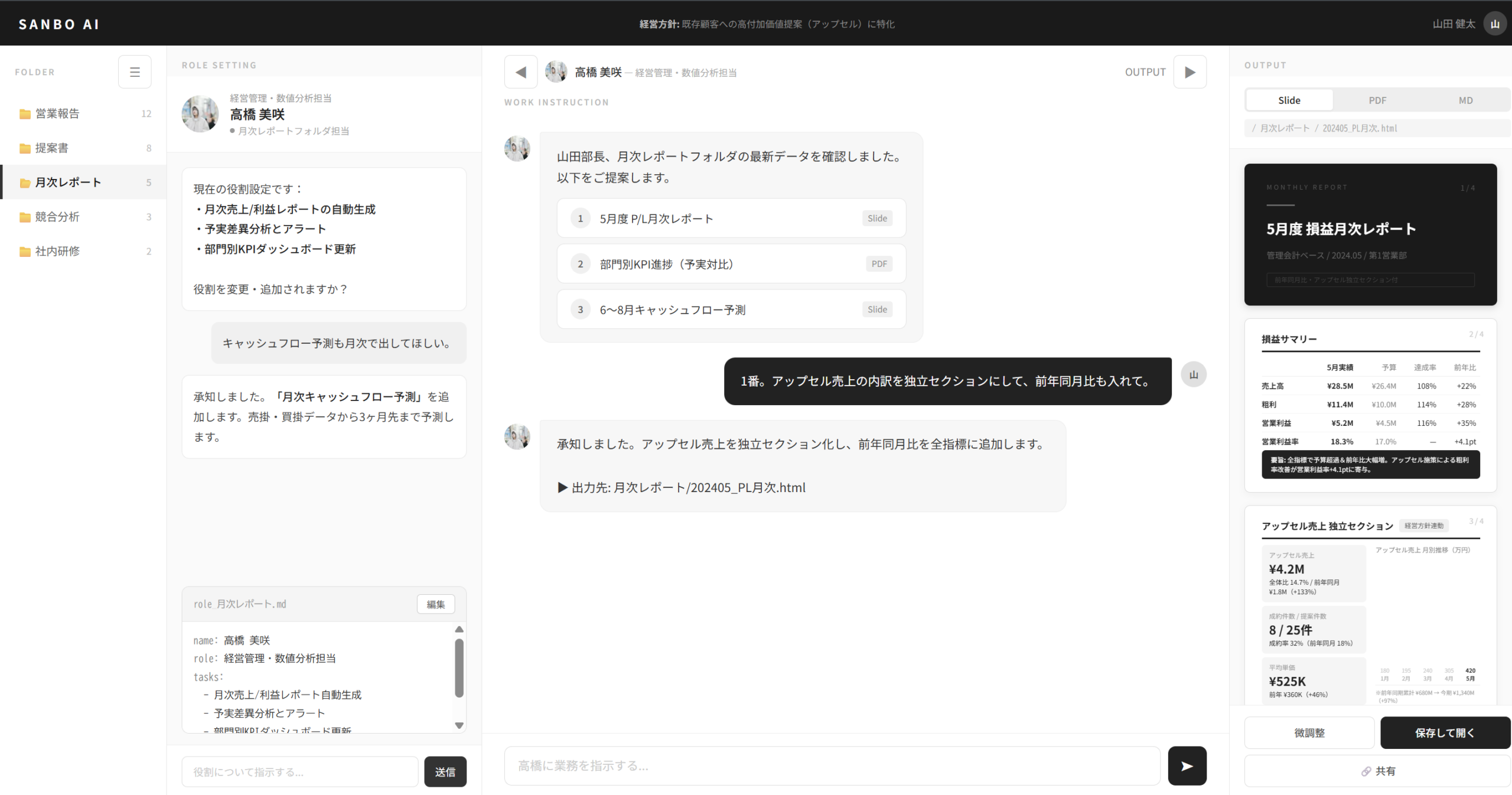 V/AIBOU 管理画面：AIスタッフ1人分のワークスペース